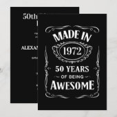 Invitation Fait en 1972 50 ans d'être génial anniversaire 202 (Devant / Derrière)