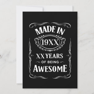 Invitation Fait en l'année XX ans d'être génial custom annive