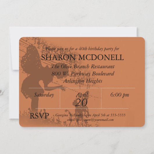 Invitation fait sur commande d'anniversaire de (Dos)