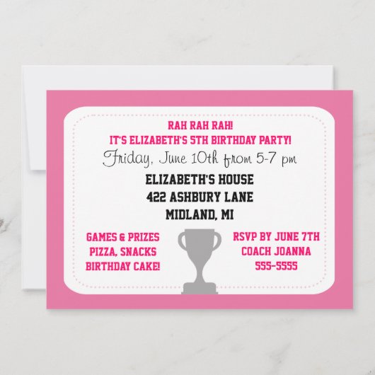 Invitation fait sur commande d'anniversaire de (Dos)