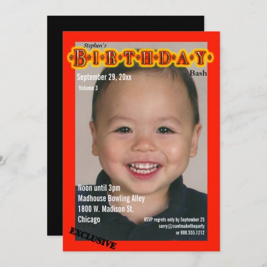 Invitation fait sur commande de fête (Devant / Derrière)