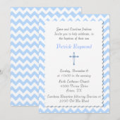 Invitation faite sur commande bleue de baptême de (Devant / Derrière)