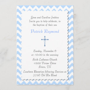 Invitation faite sur commande bleue de baptême de