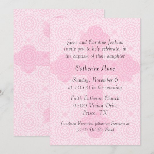 Invitation faite sur commande croisée rose (Devant / Derrière)