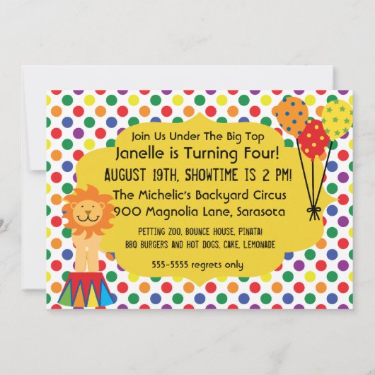 Invitation faite sur commande d'anniversaire (Dos)