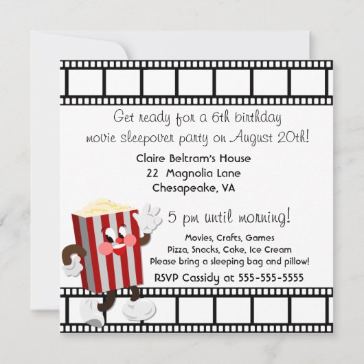 Invitation faite sur commande d'anniversaire de (Dos)