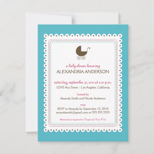 Invitation faite sur commande de baby shower (Devant)