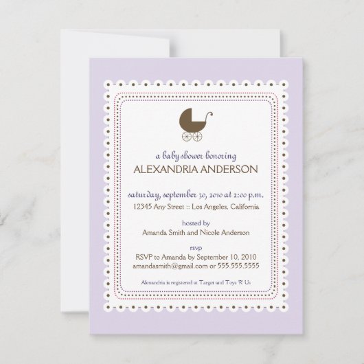 Invitation faite sur commande de baby shower de (Devant)