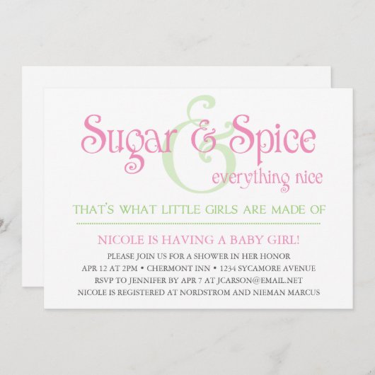 Invitation faite sur commande de douche de bébé de (Devant / Derrière)