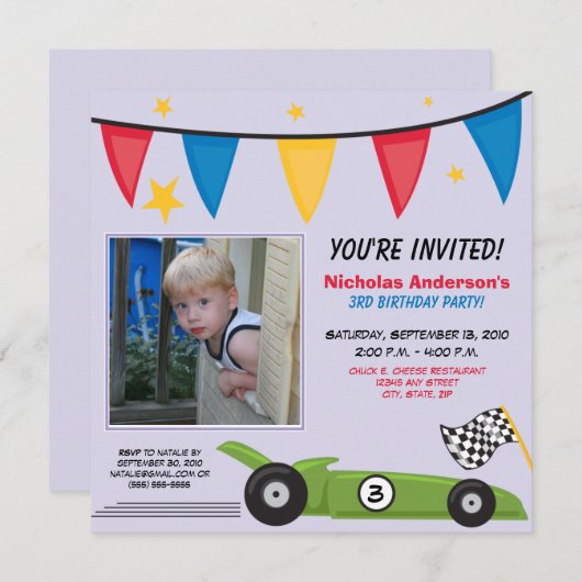 Invitation faite sur commande de fête (Devant / Derrière)