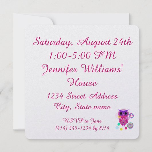 Invitation faite sur commande de fête (Dos)
