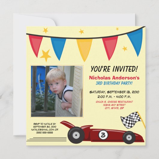 Invitation faite sur commande de fête (Devant)