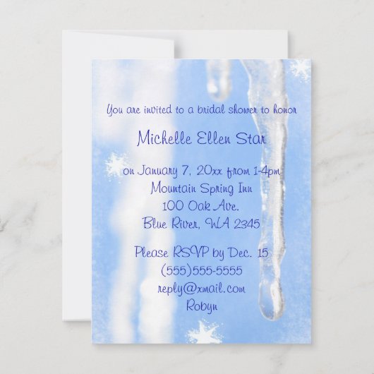 Invitation faite sur commande de Fête de la mariée (Dos)