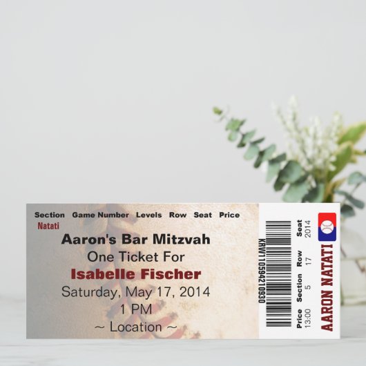 Invitation faite sur commande de Mitzvah de barre (Debout devant)