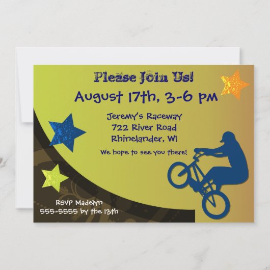 Invitation faite sur commande faisante du vélo (Dos)