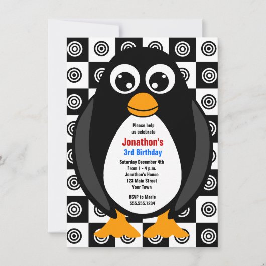Invitation faite sur commande mignonne de pingouin (Devant)