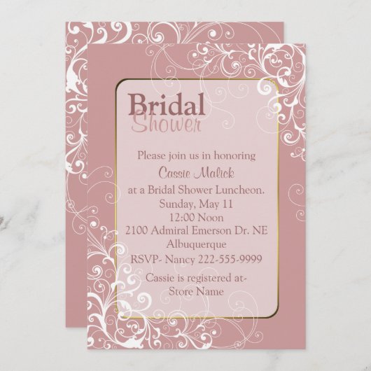 Invitation faite sur commande rose assez (Devant / Derrière)