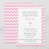 Invitation faite sur commande rose de baptême de (Devant / Derrière)