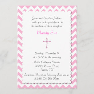 Invitation faite sur commande rose de baptême de