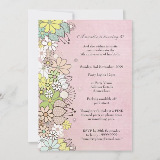 Invitation faite sur commande rose d'invitation de (Dos)