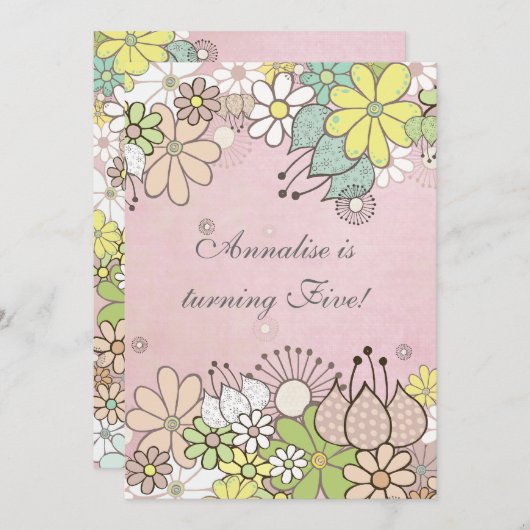 Invitation faite sur commande rose d'invitation de (Devant / Derrière)