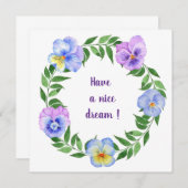 Invitation Faites de beaux rêves ! Fleurs aquarelle (Devant / Derrière)