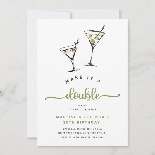 Invitation Faites-en un double Martini Adult Joint Anniversai (Devant)