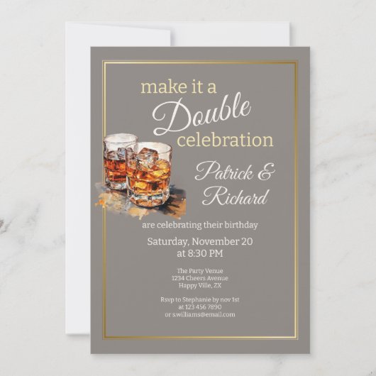 Invitation Faites-en une Double Célébration Verre à Whisky Gr (Devant)