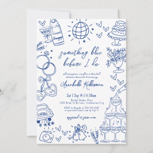 Invitation Faites glisser quelque chose de bleu avant de fair (Devant)