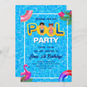 Invitation Faites un splash avec notre Pool Party Anniversair (Devant / Derrière)