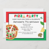 Invitation Faites votre propre fête d'anniversaire de pizza (Devant)