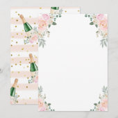 Invitation Faites Votre Propre Jeu Champagne Floral Fête (Devant / Derrière)