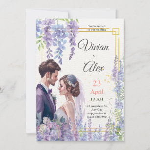 Invitation Faites votre propre Mariage d'aquarelle de lavande