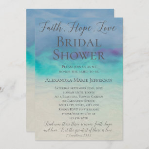 Invitation Faith Hope Love Aquarelle Fête des mariées élégant