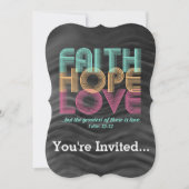 Invitation Faith Hope Love Christian Bible Verse Retro (Devant)