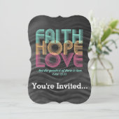 Invitation Faith Hope Love Christian Bible Verse Retro (Debout devant)