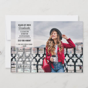 Invitation Faits amusants 2 photo moderne tendance diplôme de