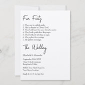 Invitation Faits amusants sur la mariée et la chambre Mariage (Devant)