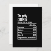 Invitation Faits nutritionnels de l'équipe Cousin le cousin m (Devant / Derrière)