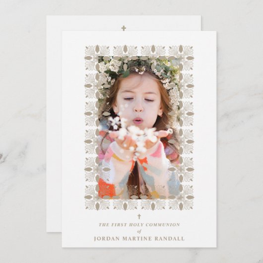 Invitation Fake Gold Effect Fancy Ornament Lace Effect Modern (Devant / Derrière)