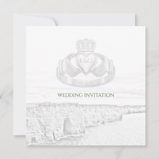 Invitation Falaises irlandaises de Moher & Irish Claddagh Rin (Dos)