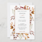 Invitation Fall Autumn Leaves Rustic Country Boho Wedding (Devant)
