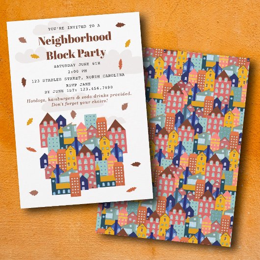 Invitation Fall Autumn Neighborhood Block Party