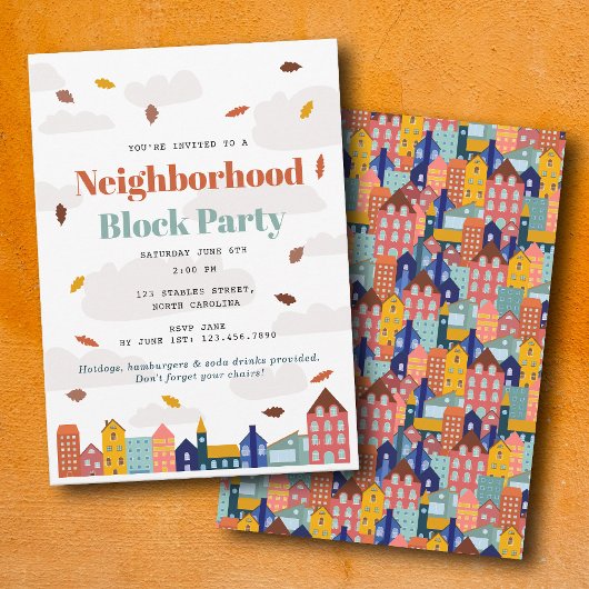 Invitation Fall Autumn Neighborhood Block Party