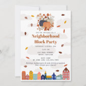 Invitation Fall Autumn Pumpkins Neighborhood Block Party (Devant)