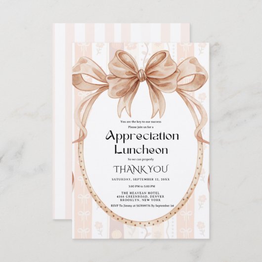 Invitation Fall Boho Bow appreciation party grateful party  (Devant / Derrière)