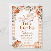 Invitation Fall Boho Citrouille Par tea Anniversaire En vichy (Devant)