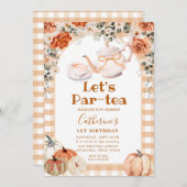 Invitation Fall Boho Citrouille Par tea Anniversaire En vichy (Devant / Derrière)