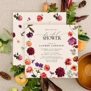 Invitation Fall Boho Floral Garden Terracotta Fête des mariée