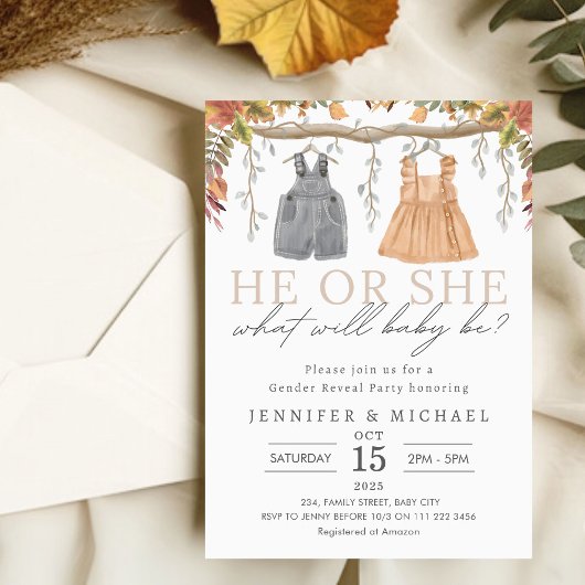 Invitation Fall Boho Genre Reveale Party